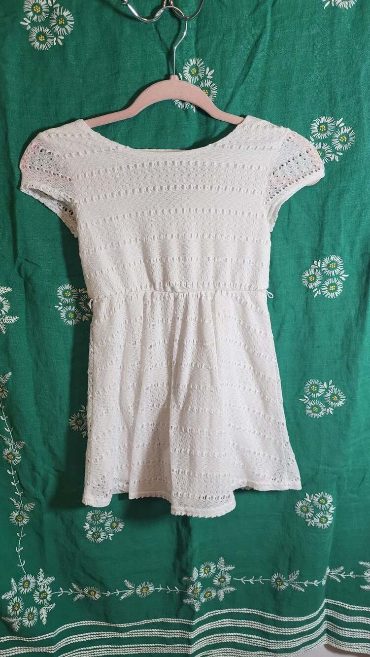 Star Ride Girls White Eyelet Lace Cap Sleeve Fit and Flare Dress Size 6X